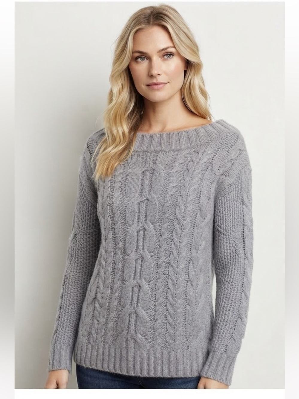 Military Hippie Women’s Lavender Cable Knit Acrylic Wool Blend Sweater Large